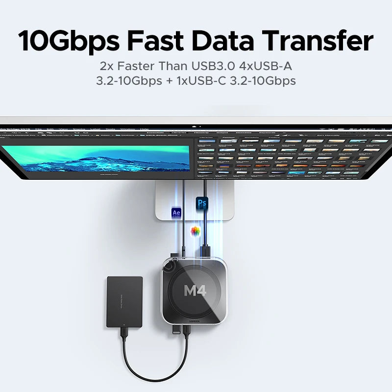 Mac Mini M4 Docking Station USB-C Hub 4K SSD Slot