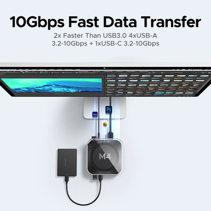 Mac Mini M4 Docking Station USB-C Hub 4K SSD Slot