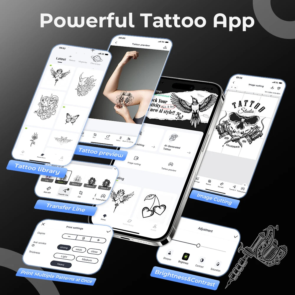 White Portable Wireless Tattoo Stencil Printer 2025 Version