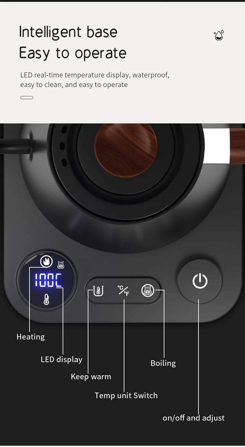 1200W Smart Gooseneck Kettle with Temperature Control