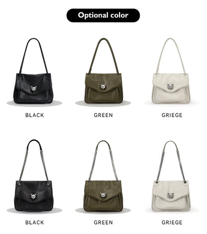 Luxury Green Chain Strap Handbag Soft Leather