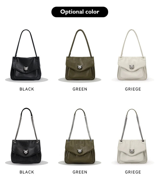 Luxury Green Chain Strap Handbag Soft Leather
