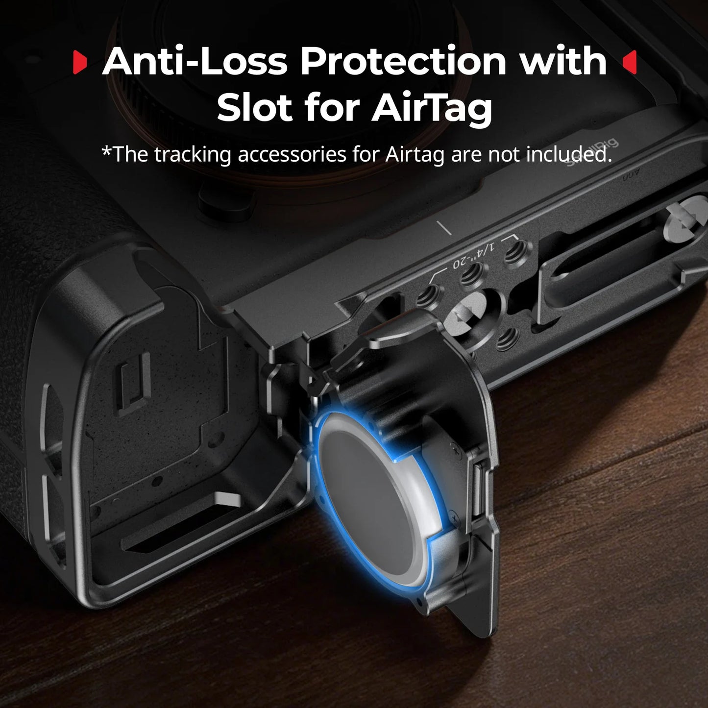 L-Shaped Camera Mount Plate with AirTag Slot Arca-Swiss