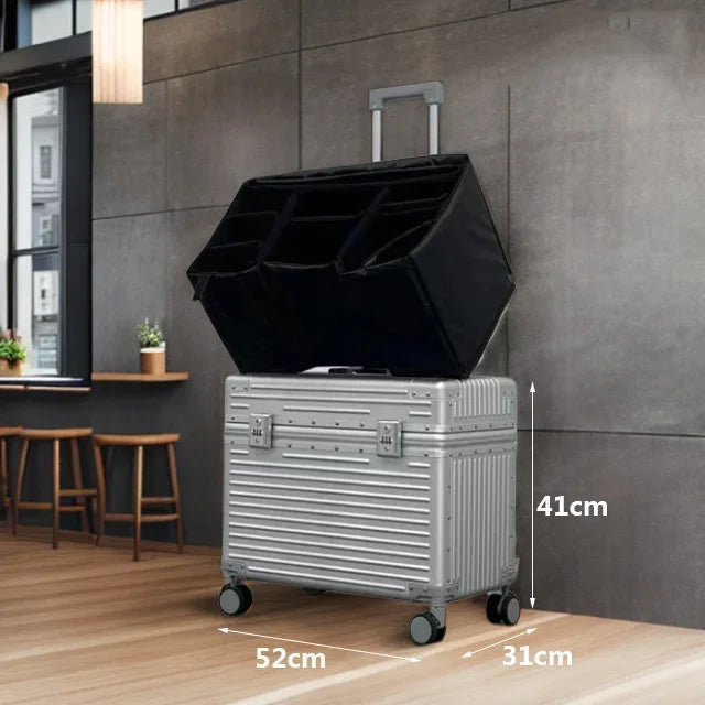 20 Inch Silvery Aluminum Camera Trolley Case with Wheels
