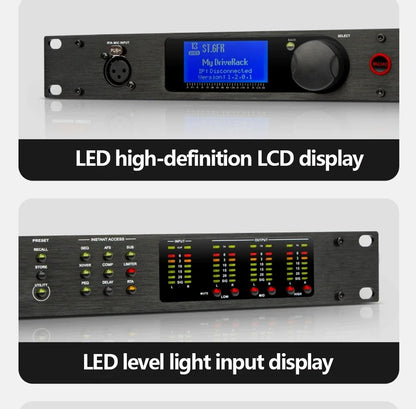 Professional Digital Audio Crossover Processor with Feedback Suppression