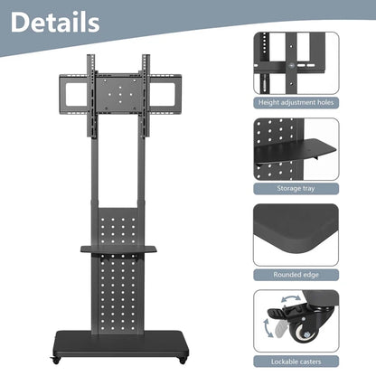 Rotating Vertical TV Floor Stand with Adjustable Height 32–65"