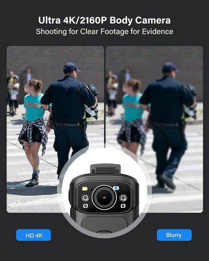 4K Body Camera with 256GB Storage and Night Vision