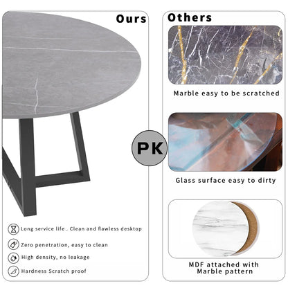 2-Piece Round Marble Nesting Coffee Table Set
