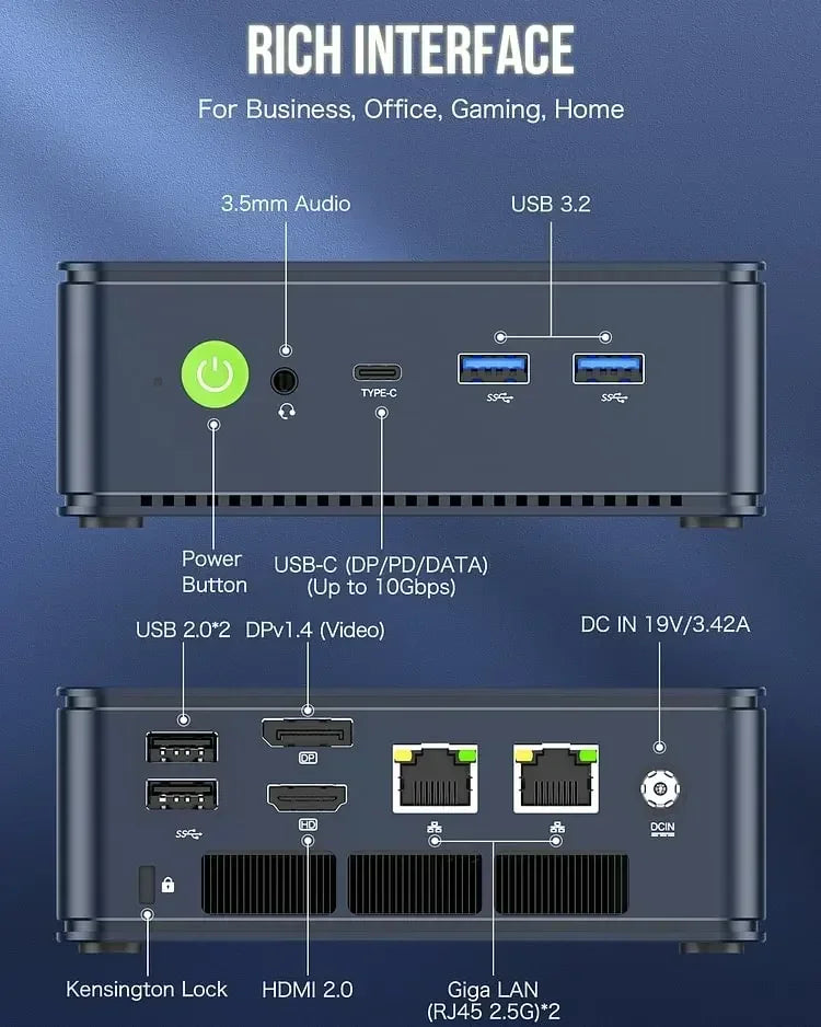 Compact 16GB Mini PC for Gaming and Office Use