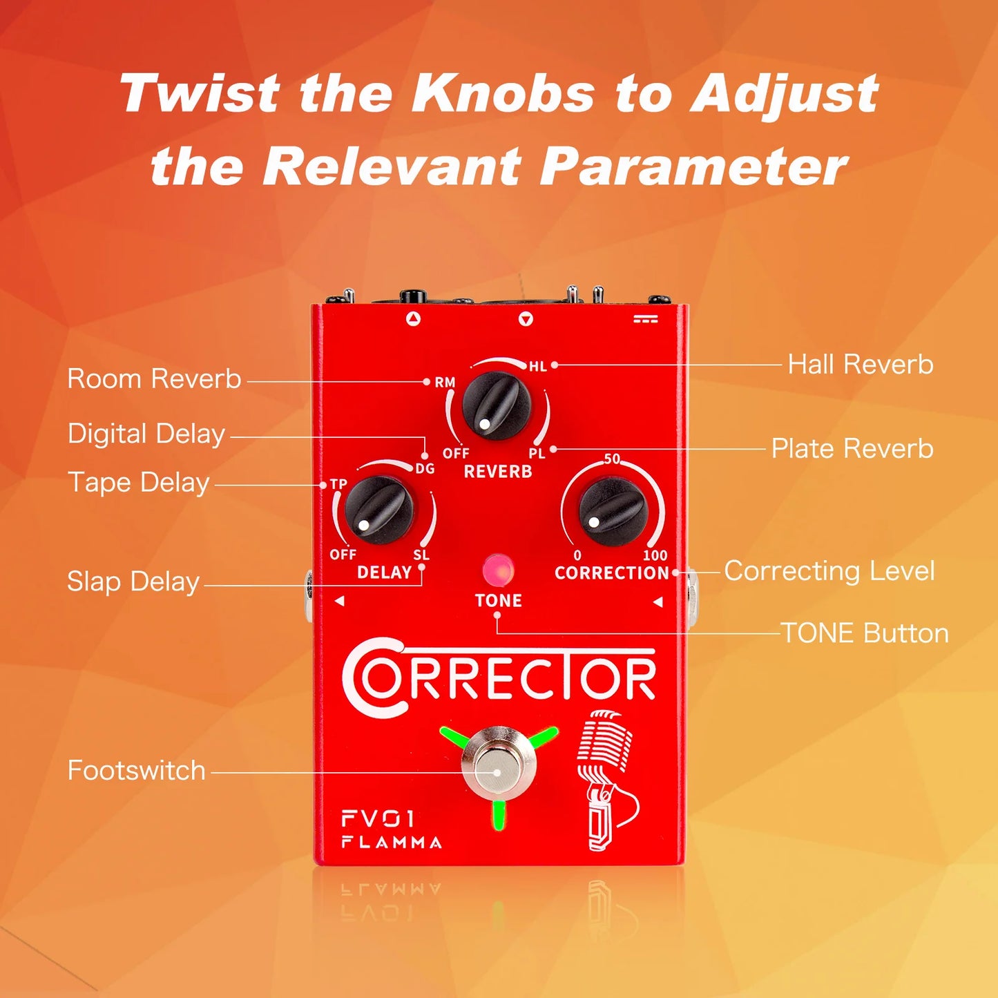 Vocal Effects Pedal with Delay Reverb and Pitch Correction