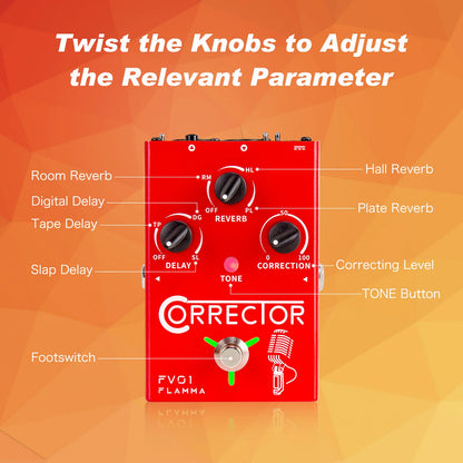 Vocal Effects Pedal with Delay Reverb and Pitch Correction