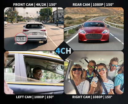 4K 4 Channel Car Dash Cam WiFi GPS 128GB