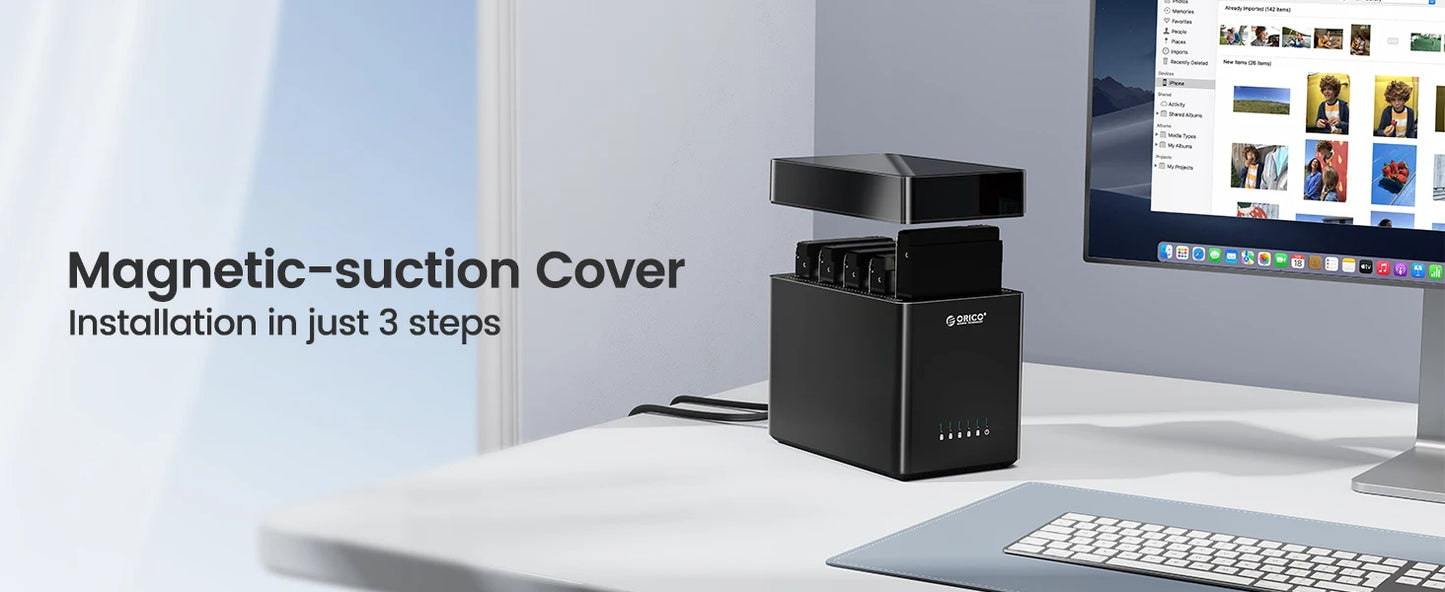 ORICO 5-Bay Magnetic SATA HDD Case USB-C Gamer Storage