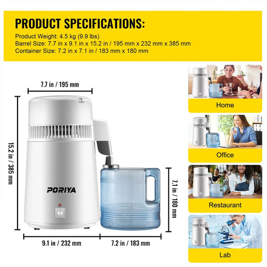 Electric 4L Water Purifier with Stainless Steel Tank