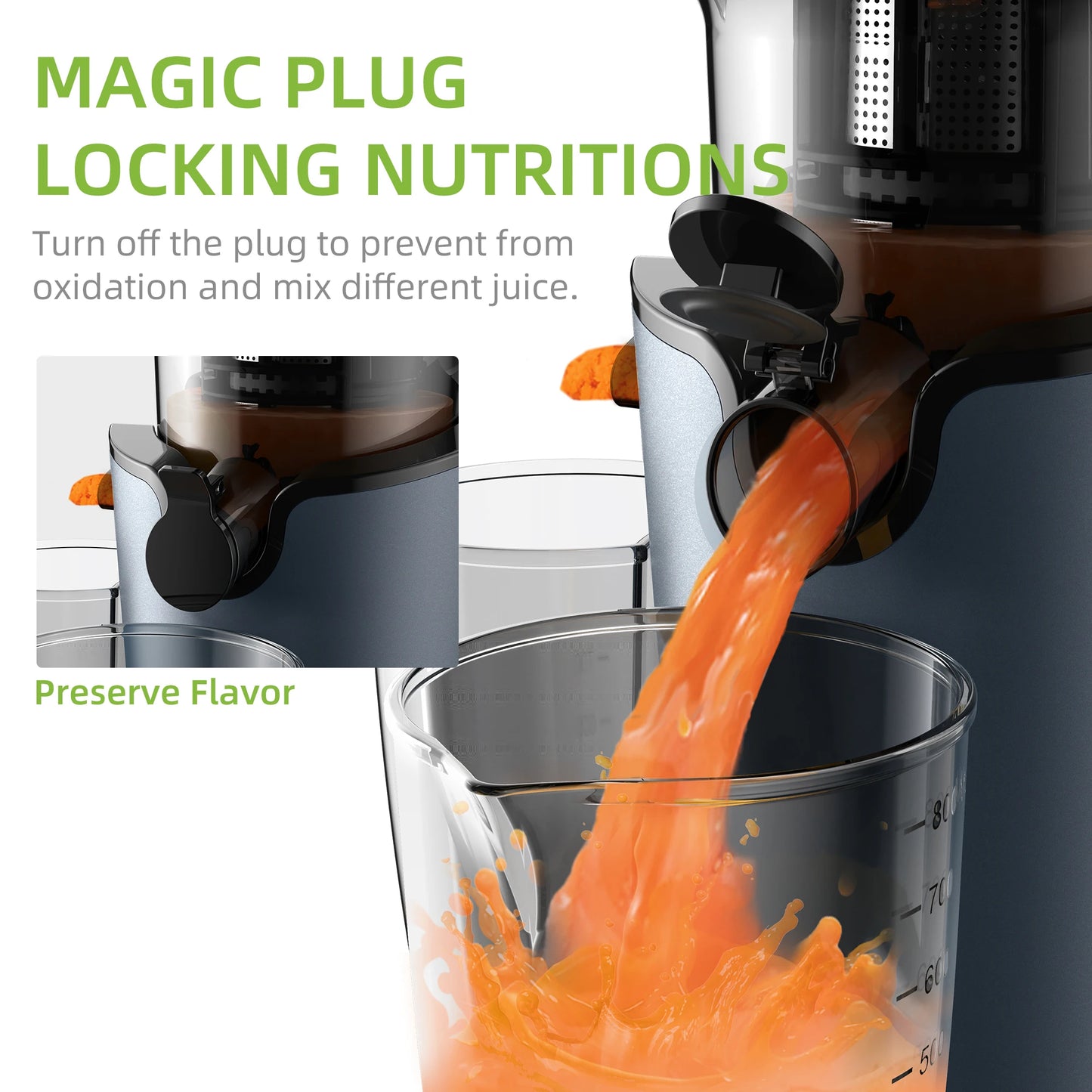 Cold Press Juicer 200W Wide Chute Slow Masticating Extractor