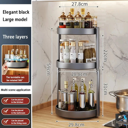 Grey 3-Layer 360° Kitchen Cabinet Organizer