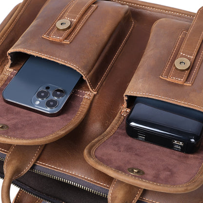 Premium Leather 14” Laptop Work Briefcase Bag