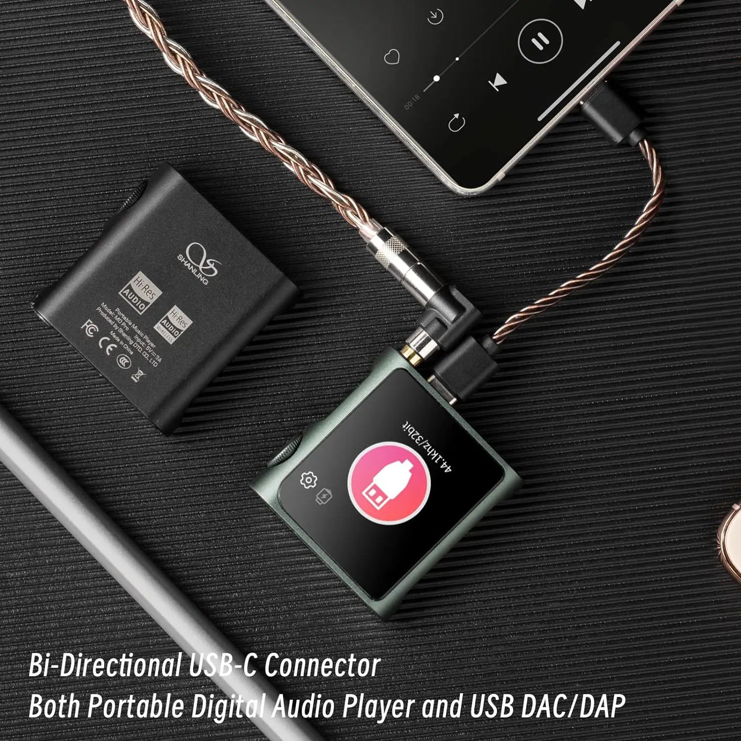 Portable HiFi USB DAC Music Player with Case Red Black