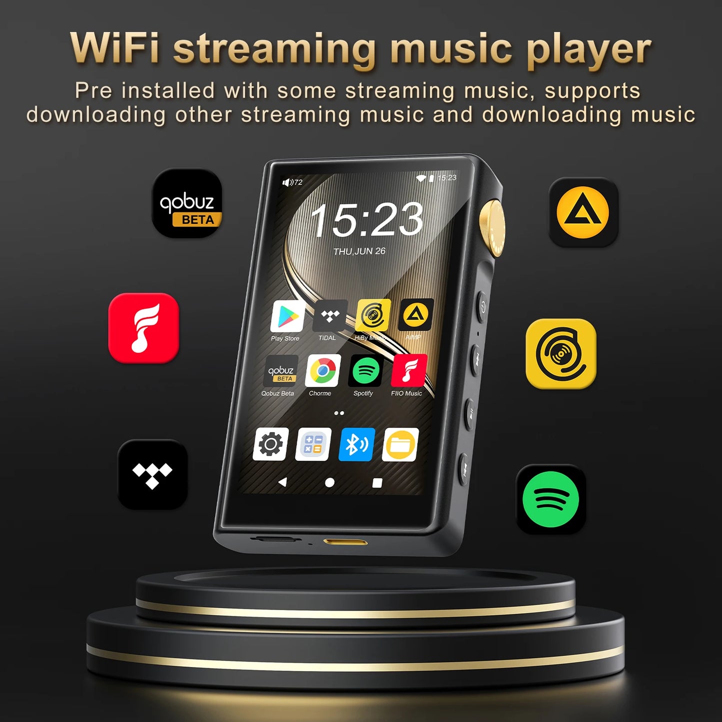 Portable Hi-Res Audio Player Bluetooth WiFi 32GB Android 12