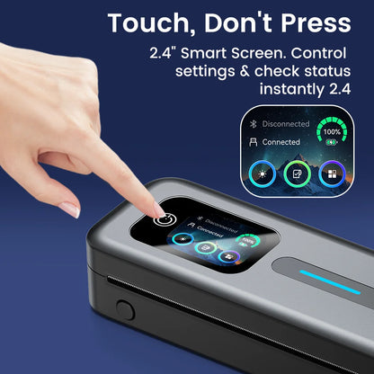 Portable A4 Thermal Printer Bluetooth Wireless Touchscreen