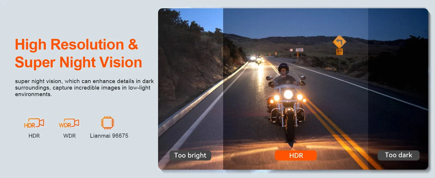 Waterproof Motorbike DVR Camera Dual Lens GPS Ready