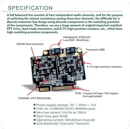 Fully Balanced Audio Card for Portable Headphone Amplifier