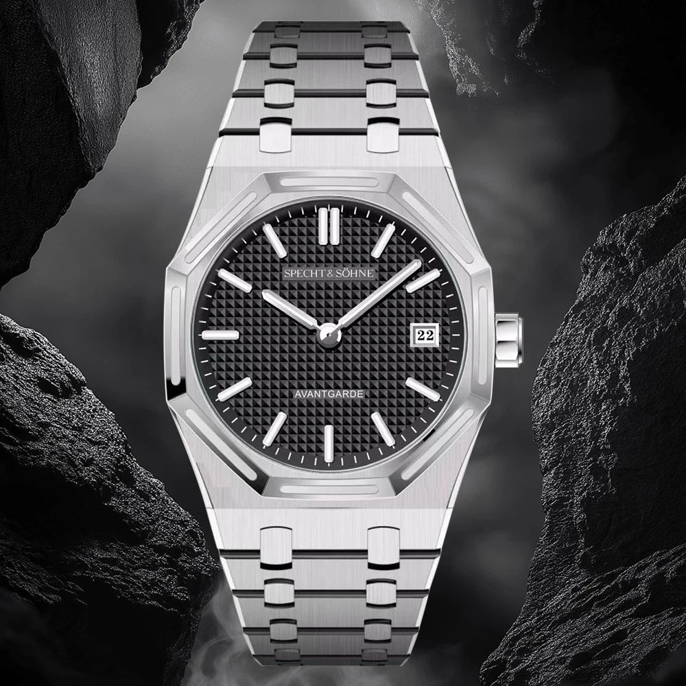 Ultrathin 38mm Men’s Quartz Watch Sapphire Crystal 50M Waterproof Black