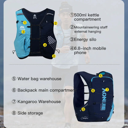 Outdoor Running Vest Backpack with 1.5L Bladder XL