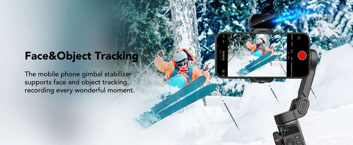 Smart AI Smartphone Gimbal with Built-In Extension Rod