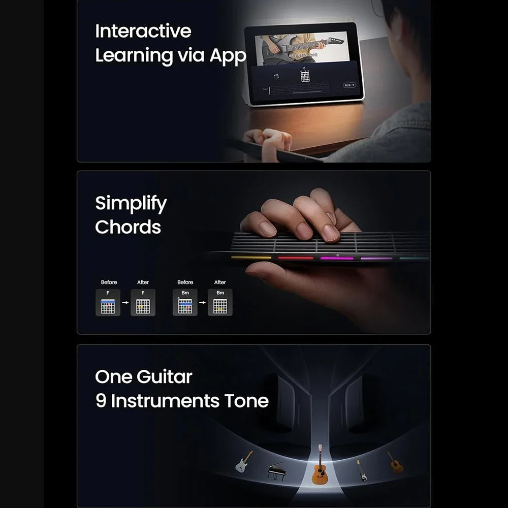 Portable Black Electric Guitar with 9 Sound Styles