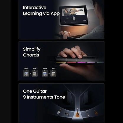 Portable Black Electric Guitar with 9 Sound Styles