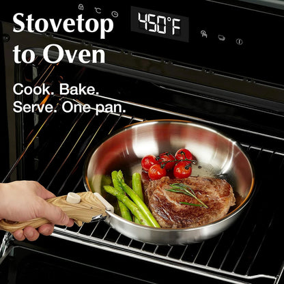 Stainless Steel Frying Pan Set with Removable Handle