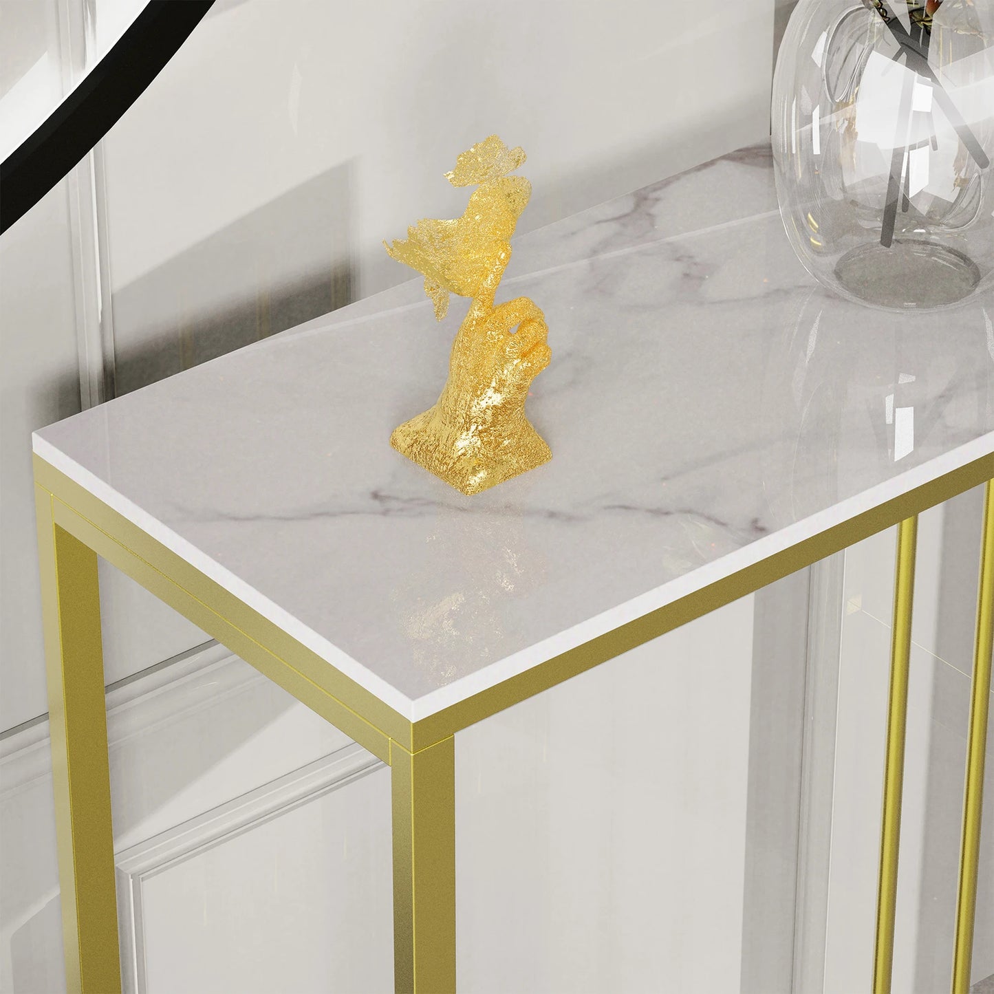 Modern Gold Accent Table Narrow Hallway Console
