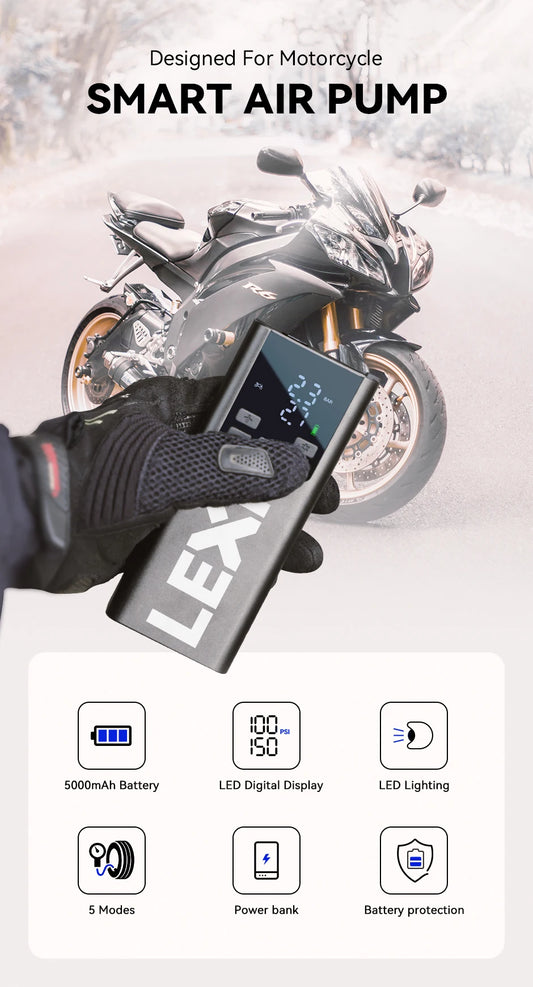 Portable Smart Air Pump 5000mAh Tire Inflator