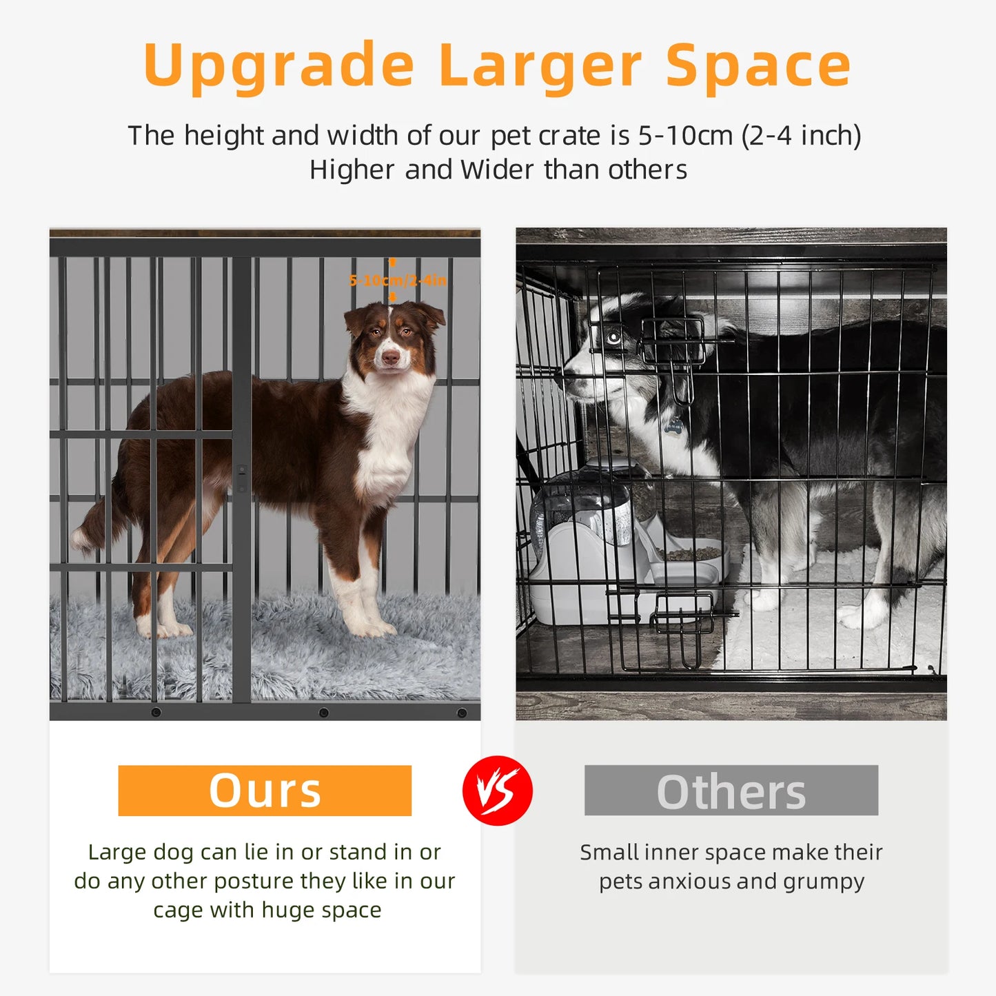 Wooden Metal Dog Kennel Furniture White L