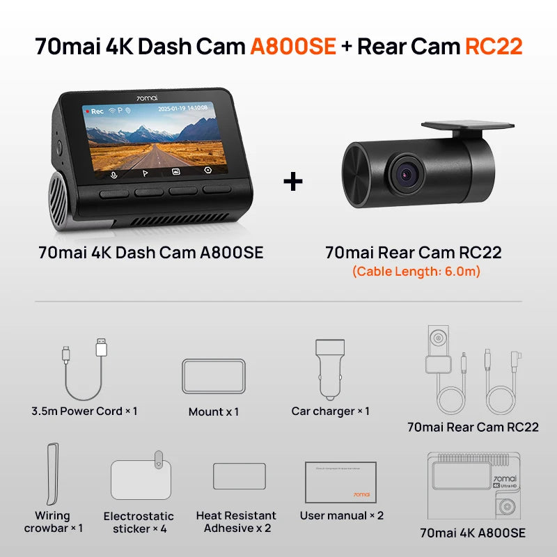 4K UHD Car Dash Cam Front Rear 64GB