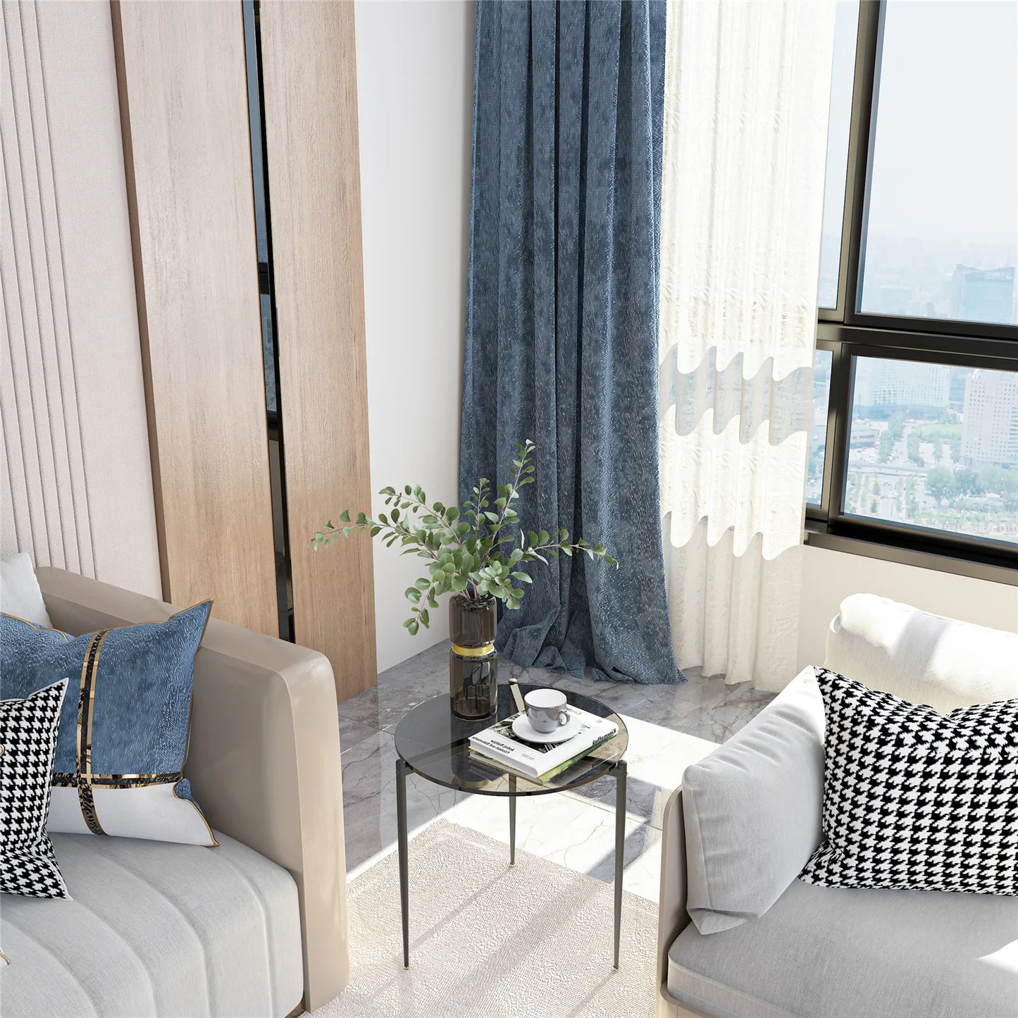 Round Tempered Glass Side Table with Sleek Metal Legs
