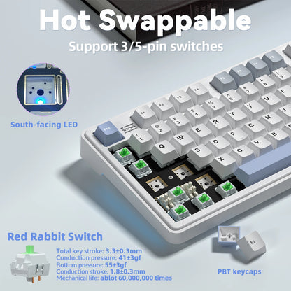 Red Rabbit Mechanical Keyboard Tri-Mode RGB PC