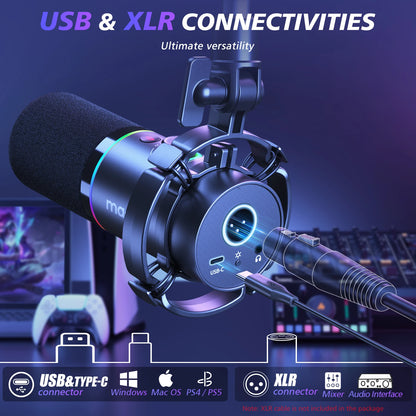 Dual Mode USB XLR Podcast Microphone for Streaming