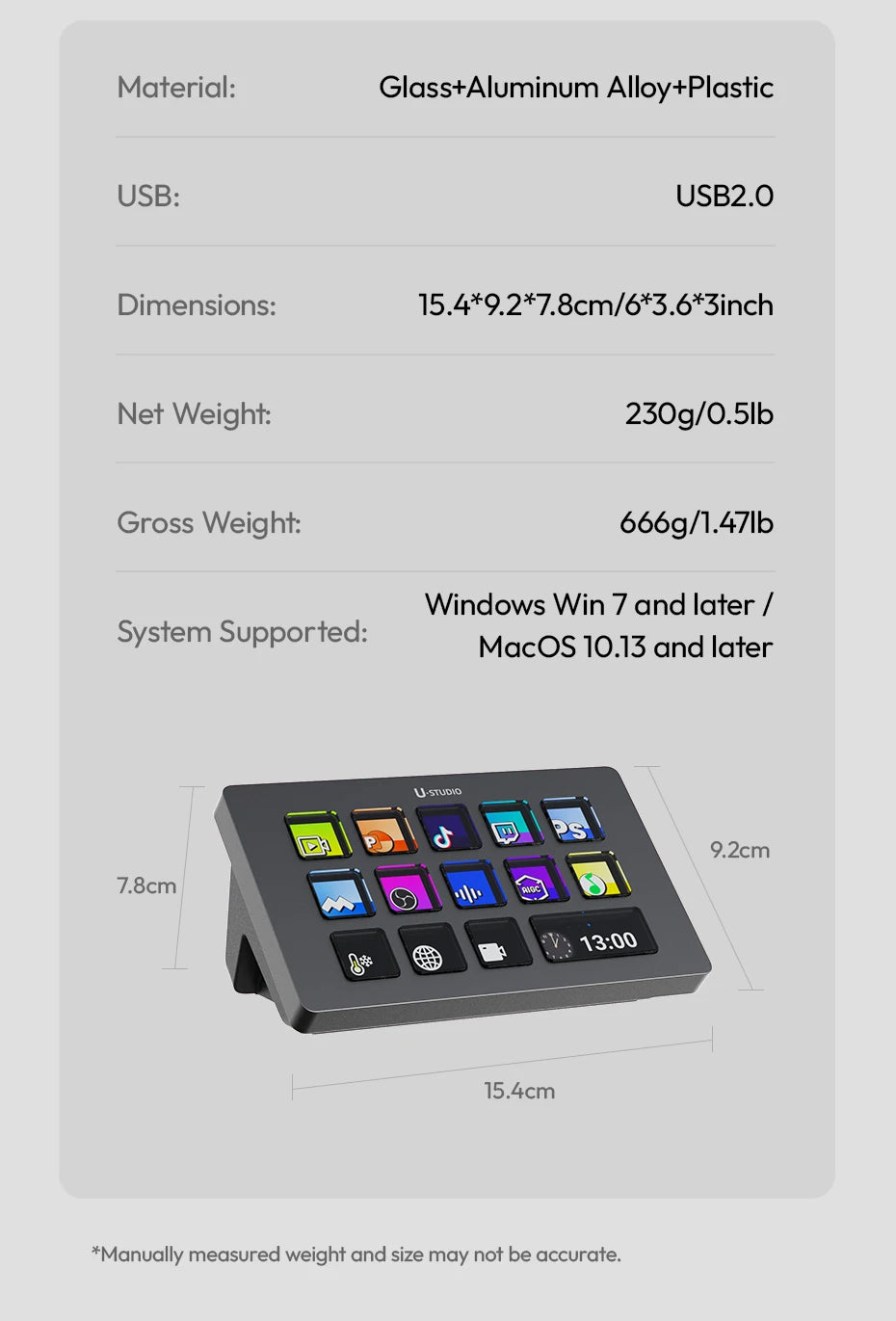 Stream Deck Keyboard 13 LCD Keys for Gaming and Livestreaming