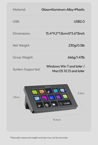 Stream Deck Keyboard 13 LCD Keys for Gaming and Livestreaming