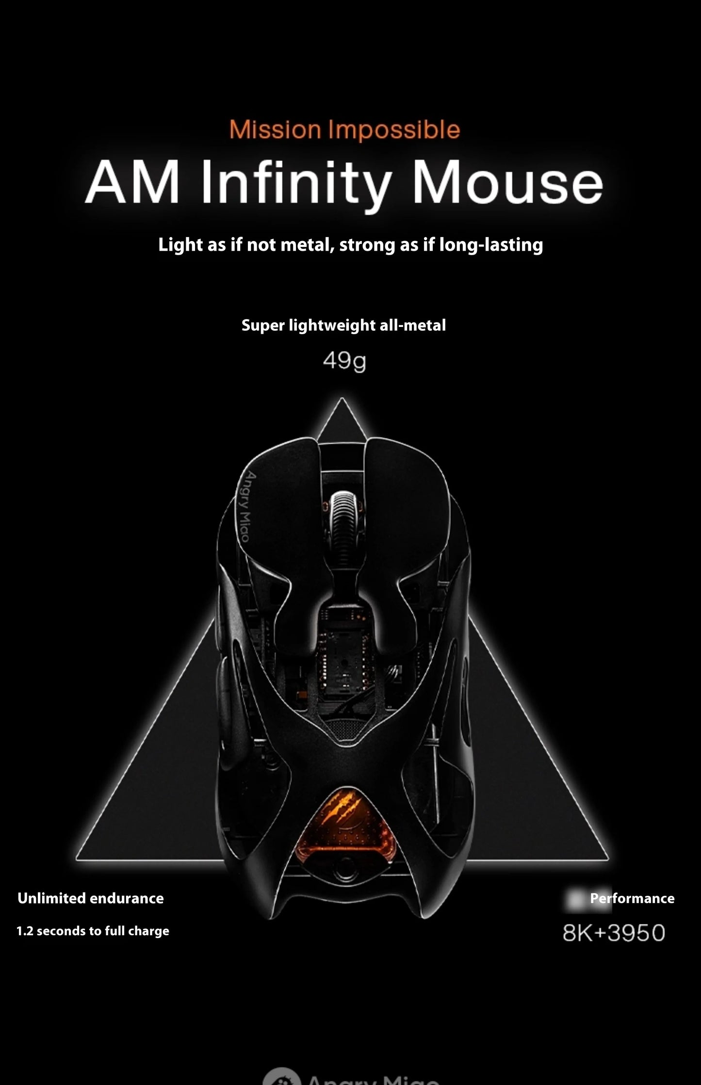 8000Hz Precision Orange Infinity Wireless Gaming Mouse
