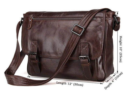 Men’s Leather Crossbody Bag Brown Oil-Waxed Style