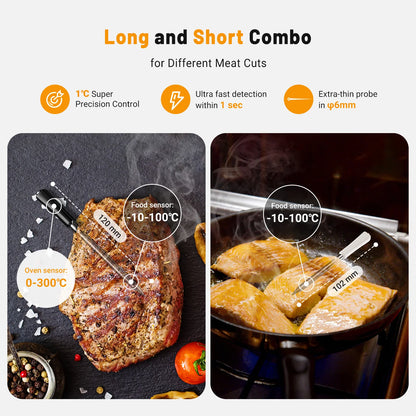 Smart BBQ Thermometer WiFi Bluetooth Dual Probe Waterproof