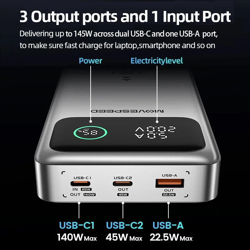 25000mAh 140W Power Bank PD3.1 Fast Charging