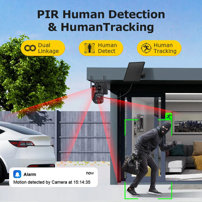 6K Solar Camera WiFi 128GB PTZ Motion Detection