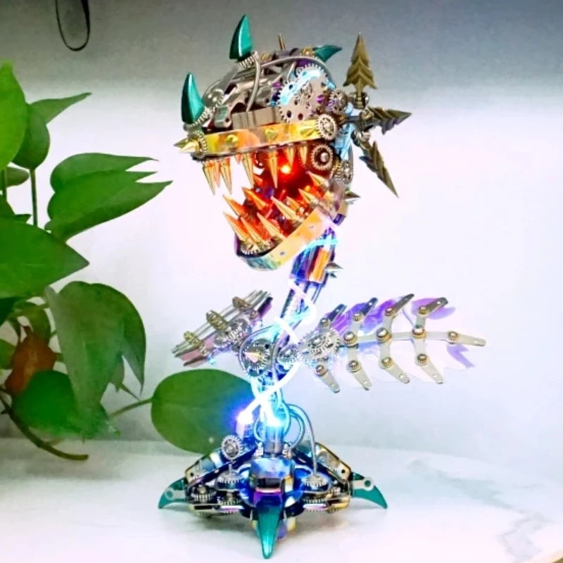 Steampunk Plant Model DIY Assembly Kit with Metal Parts