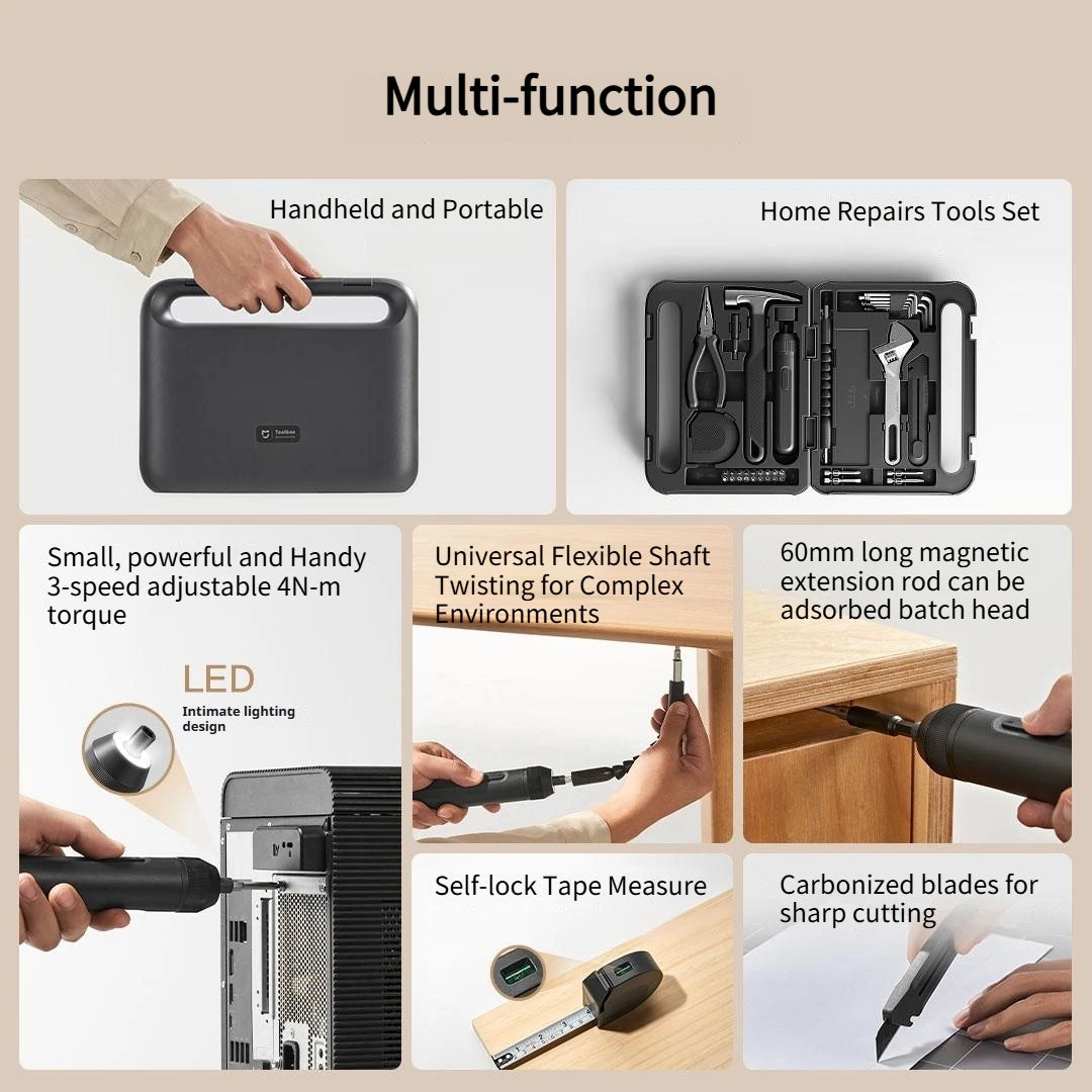 Home DIY Hand Tool Kit Screwdriver Wrench and Tape Measure