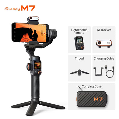 3-Axis Smartphone Gimbal with AI Tracking & RGB Fill Light