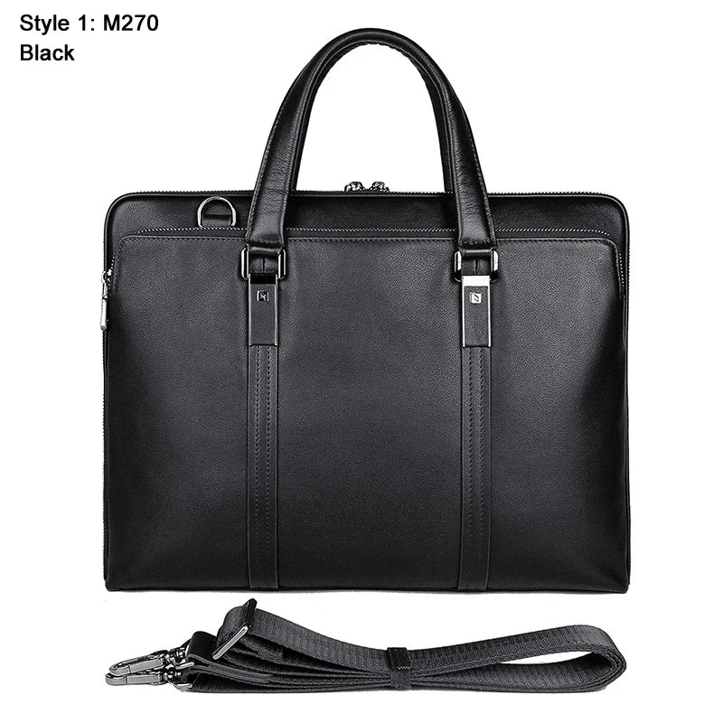 Genuine Leather 15.6" Laptop Briefcase Black